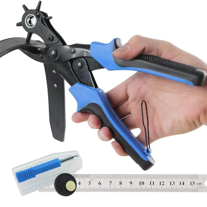 Fix It In 5:Professional Heavy Duty Leather Hole Punch Hand Pliers Leather Hole Punch Set for Belts, Watch Bands, Straps or Craft Project Repair Kit