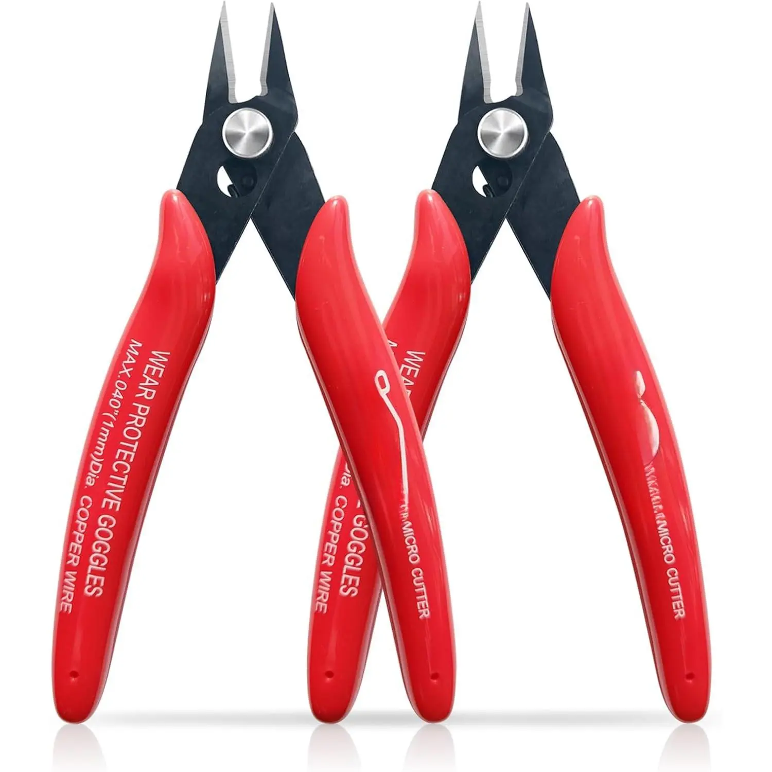 170 Wire Cutters, Small Wire Cutters, 2 PACK, 5 Inch  Flush , Spring   Pliers, Side Cutters, Diagoanl Cutters for  Making, Models, Zip Ties Plastic Wire Snips