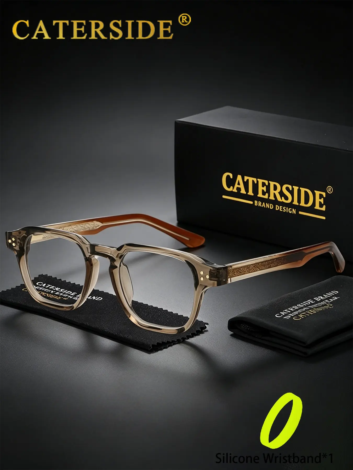 Caterside Retro Thick Frame Glasses, Anti-Blue Light, Punk Streetwear, Unisex, Casual Style, All Seasons, Perfect for Music Festivals & Beach Photography