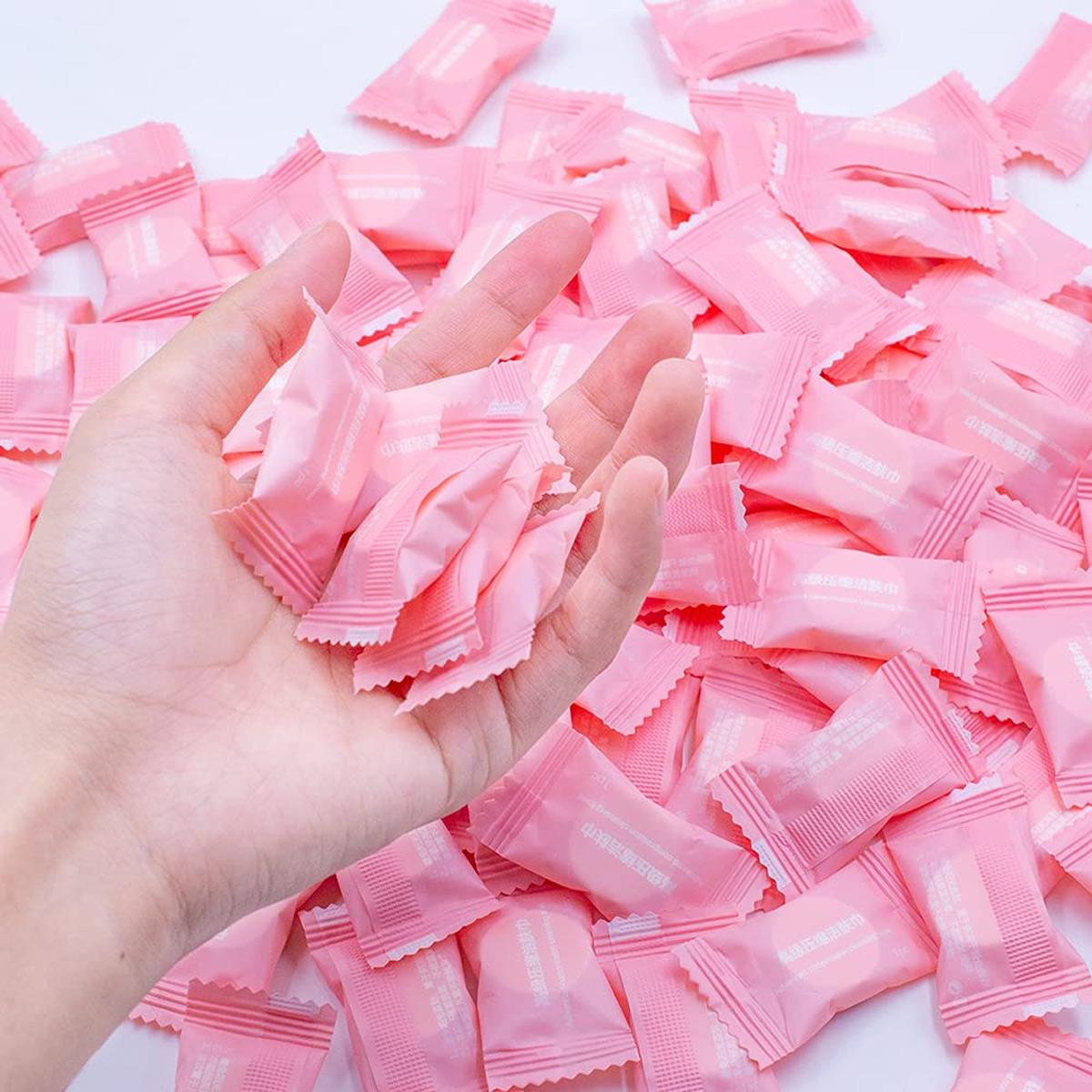 100pcs Compressed Towels for Travel, Gentle Cleansing Towels for Sensitive Skin, Disposable Cotton Cleansing Towel in Convenient Bag, Facial Care Tool, Facial Cleansing Pads