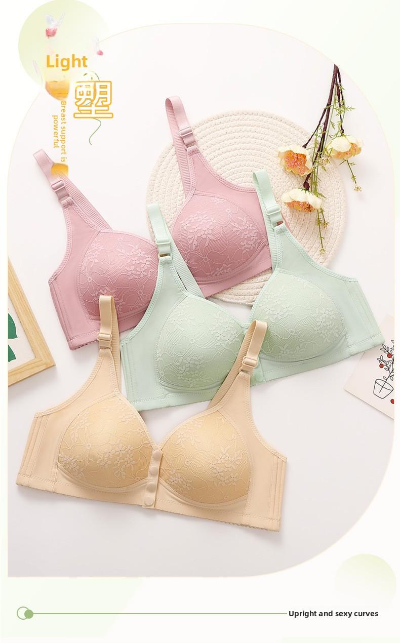 6 Pack Front Closure Bras for Women, Wire-Free Push Up Sports Bra with Removable Padding, No Dig Adjustable Straps, Seamless Full Coverage T-Shirt Bra, Comfortable Maternity Tank Top Style -RR