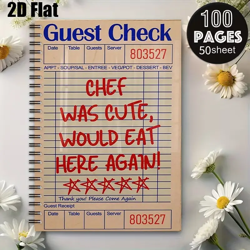 1 Spiral Coil Notebook 5.7x8.26 inch, High-Quality Lined Pages, Durable Binding, Chef Inspired Recipe Journal, Restaurant Review Notes, Foodie Gift for Thanksgiving, Christmas, Daily Cooking Memo, Kitchen Diary for Home Cooks [2D] Flat