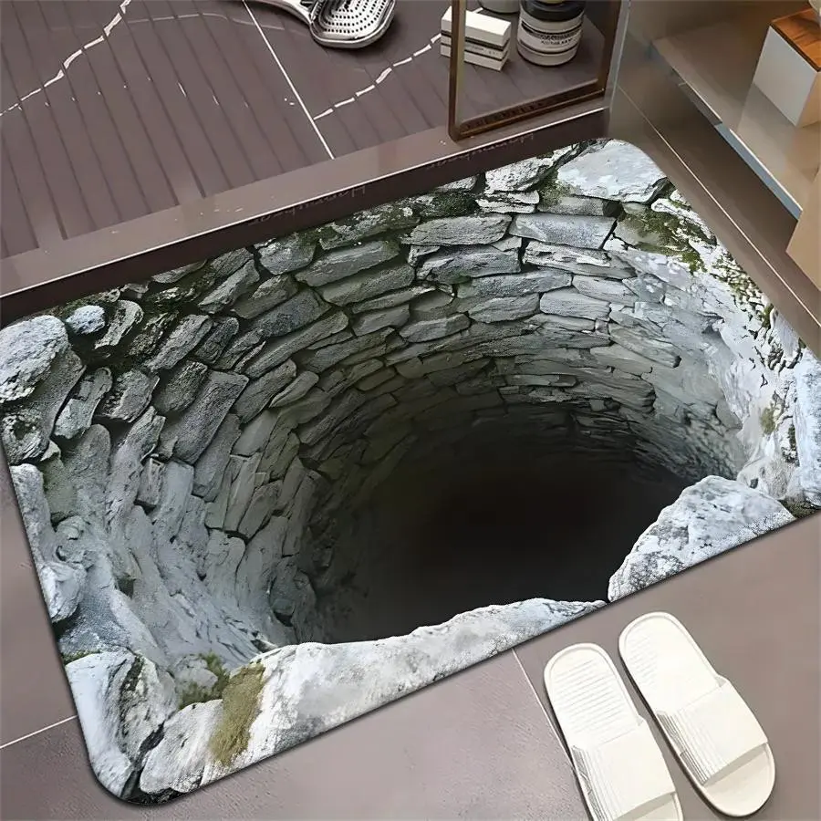 Visual Illusion Endless Abyss Pattern Non-Slip Door Mat, Ultra-Absorbent Polyester Bath Rug, Durable Floor Protector for Bathroom, Bedroom, Living Room