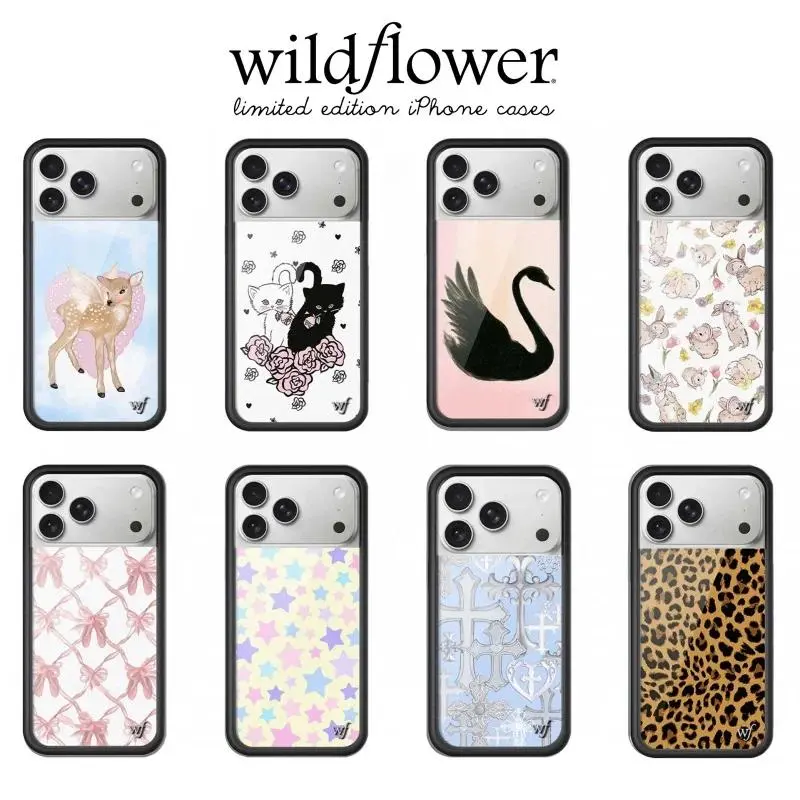 New Wildflower 3D Bow for iPhone 12-17 Pro Max Plus, INS-Style with Little Deer, Rabbit, Cat & Swan beautiful  pattern cutest  shockproofmobile holiday cellphone s25 s23 s22 fully high-end girl  ant  hard xmas idea   acces cute gift durable  shockproof