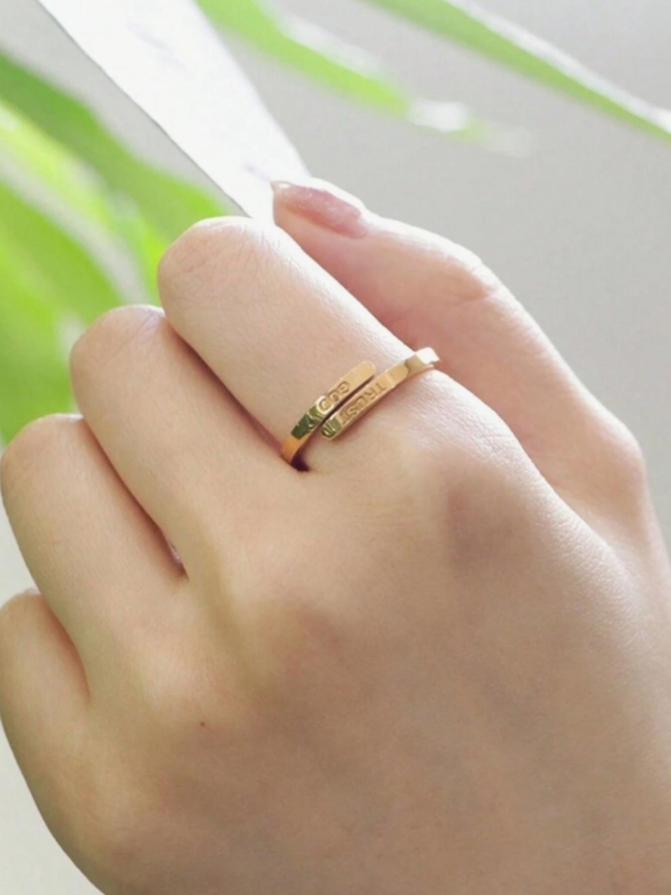 Letter Engraved Stainless Steel Ring, Fashion Jewelry for Party, Daily Clothing Decor, Trendy All-match & Exquisite Jewelry for Birthday Gift, Wedding Promise Rings, Personalized Jewelry