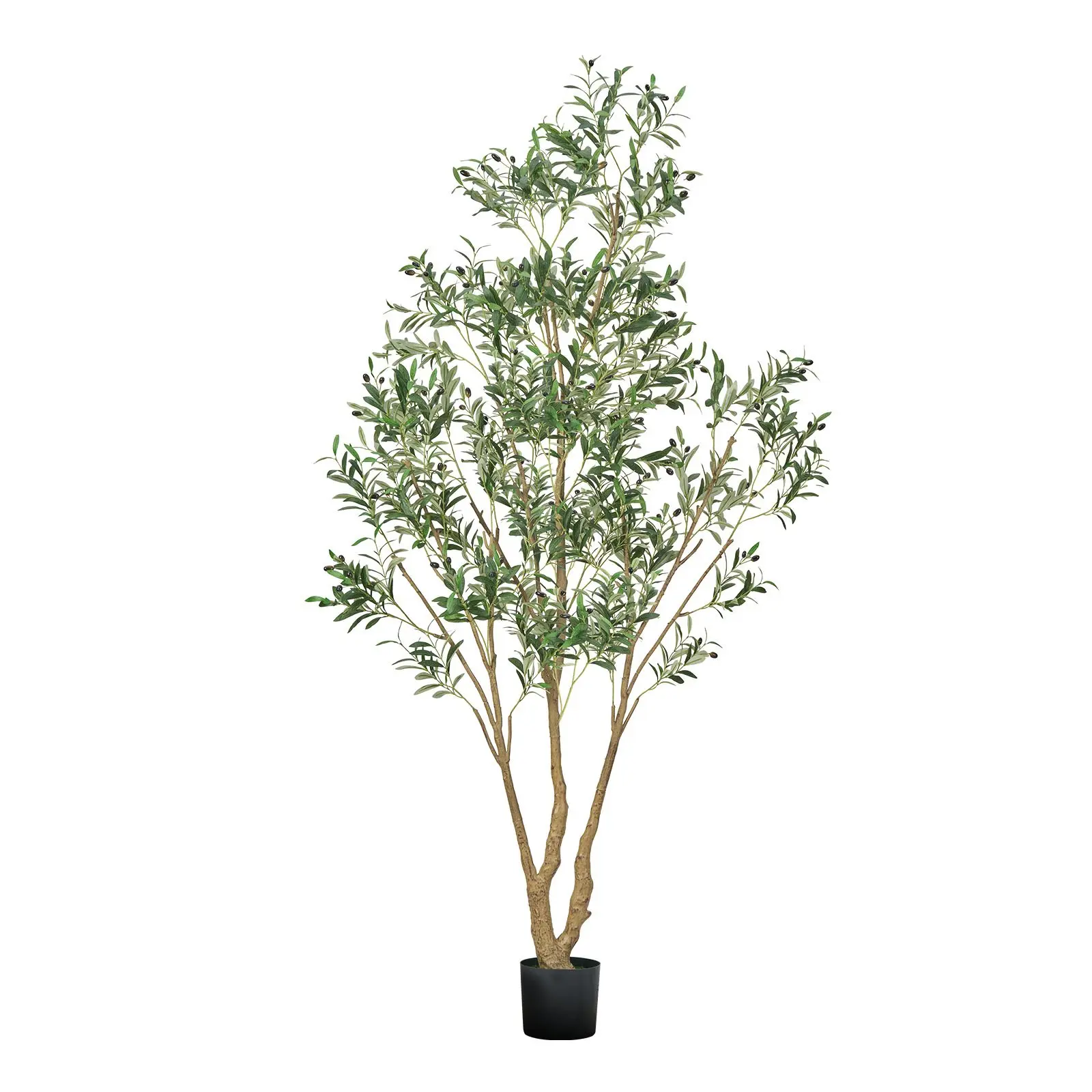 【DealsForYouDays】VEVOR 8FT Artificial Olive Tree with Black Pot, Tall Fake Tree with Natural Wood Trunk & Realistic Green Leaves and Fruits, Indoor Faux Plant for Home, Office, Living Room, Corner Decor