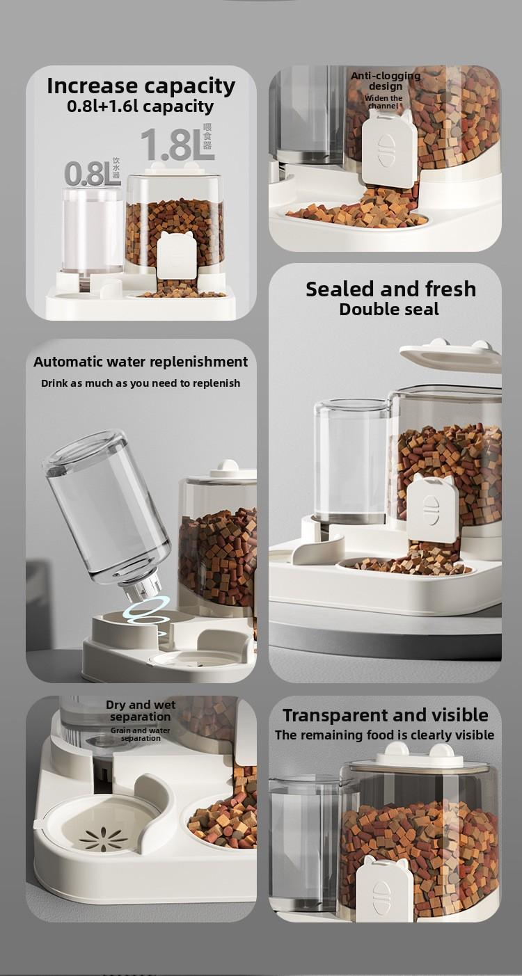 2-in-1 Pet Feeder Water Dispenser for Cats Dogs Dry Wet Separation Automatic Food Water Bowl Dual Use Pet Supplies