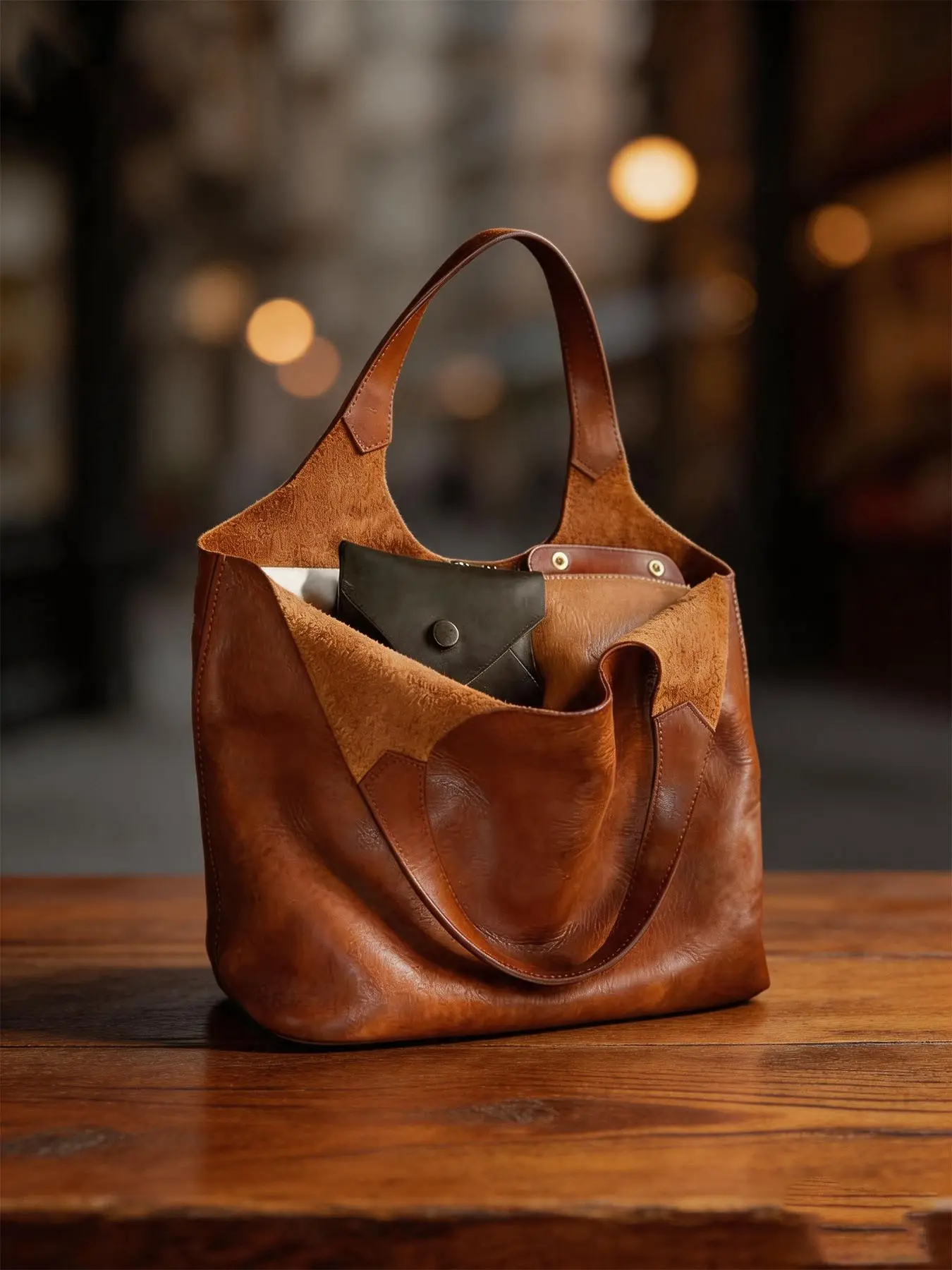 Vintage Brown Soft Leather Tote Bag, Large Capacity Laptop Handbag, Luxury Minimalist Women's Shoulder Bag for Office Daily Use, Everyday Work Bag