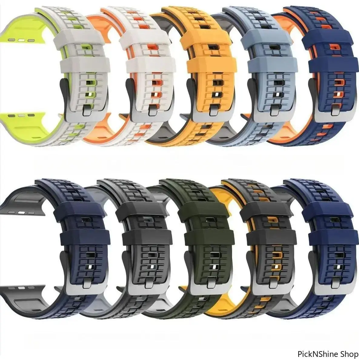 Men Silicone Watch Band Two Tone Rugged Grenade Pattern Strap Durable Adjustable Groove Design Compatible With Apple Watch Series 1-11 SE Ultra 42-49mm Sport Outdoor Daily Wear Replacement Wrist Strap TikTok Viral Tech Accessory Gift Idea Durable Comfort