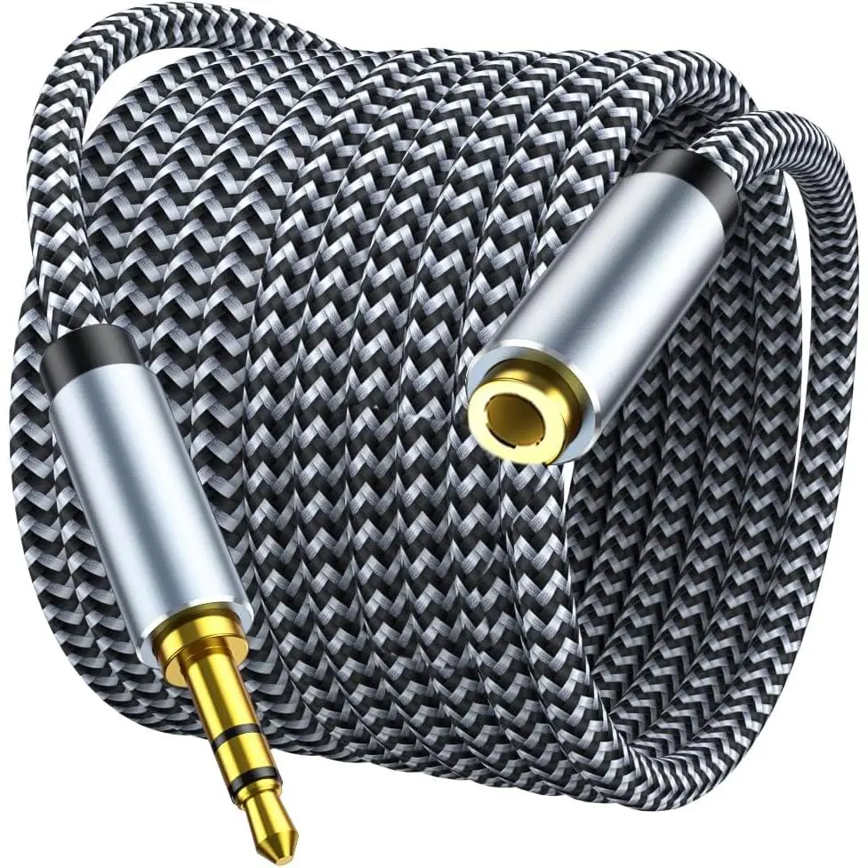 3.5mm Headphone Extension  6ft, Nylon Braided Aux Cord Extender for Smartphones, Tablets, Media Players (No Mic Support)