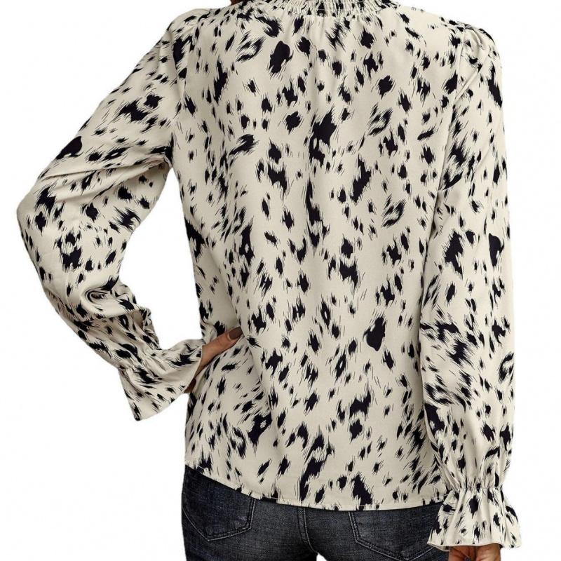 New European and Style Autumn Winter Elegant Polyester Pullover Long Sleeve Half High Collar Loose Fit Women's Shirt