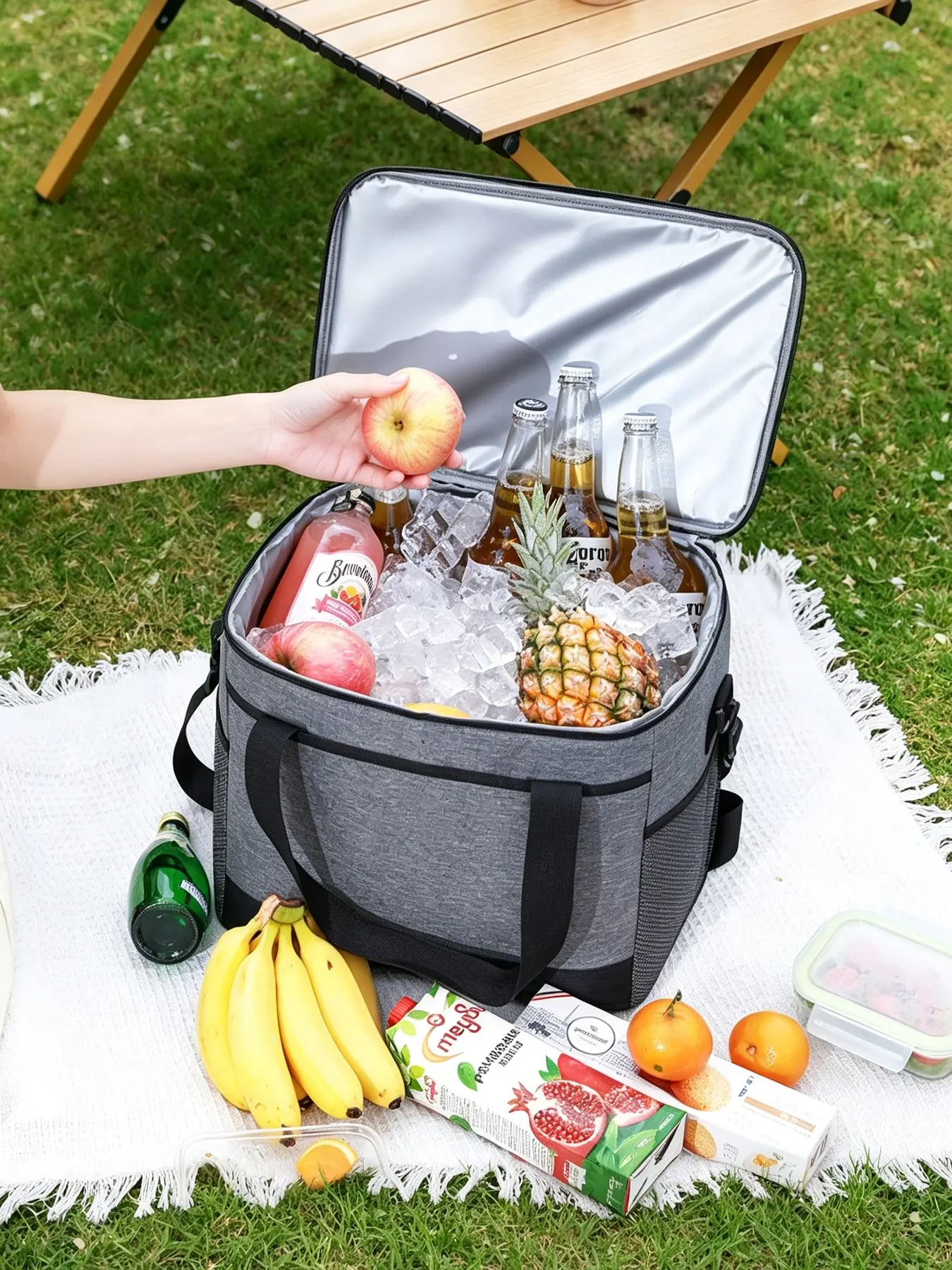 Summer Large Capacity Oxford Fabric Ice Bag, Square Ice Packs Minimalist Foldable Portable Insulated Ice Bag, Lunch Box Bag,Ideal for Camping and Outdoor Activities,Fresh-Keeping Bag for Outdoor Use,Gift,1PC
