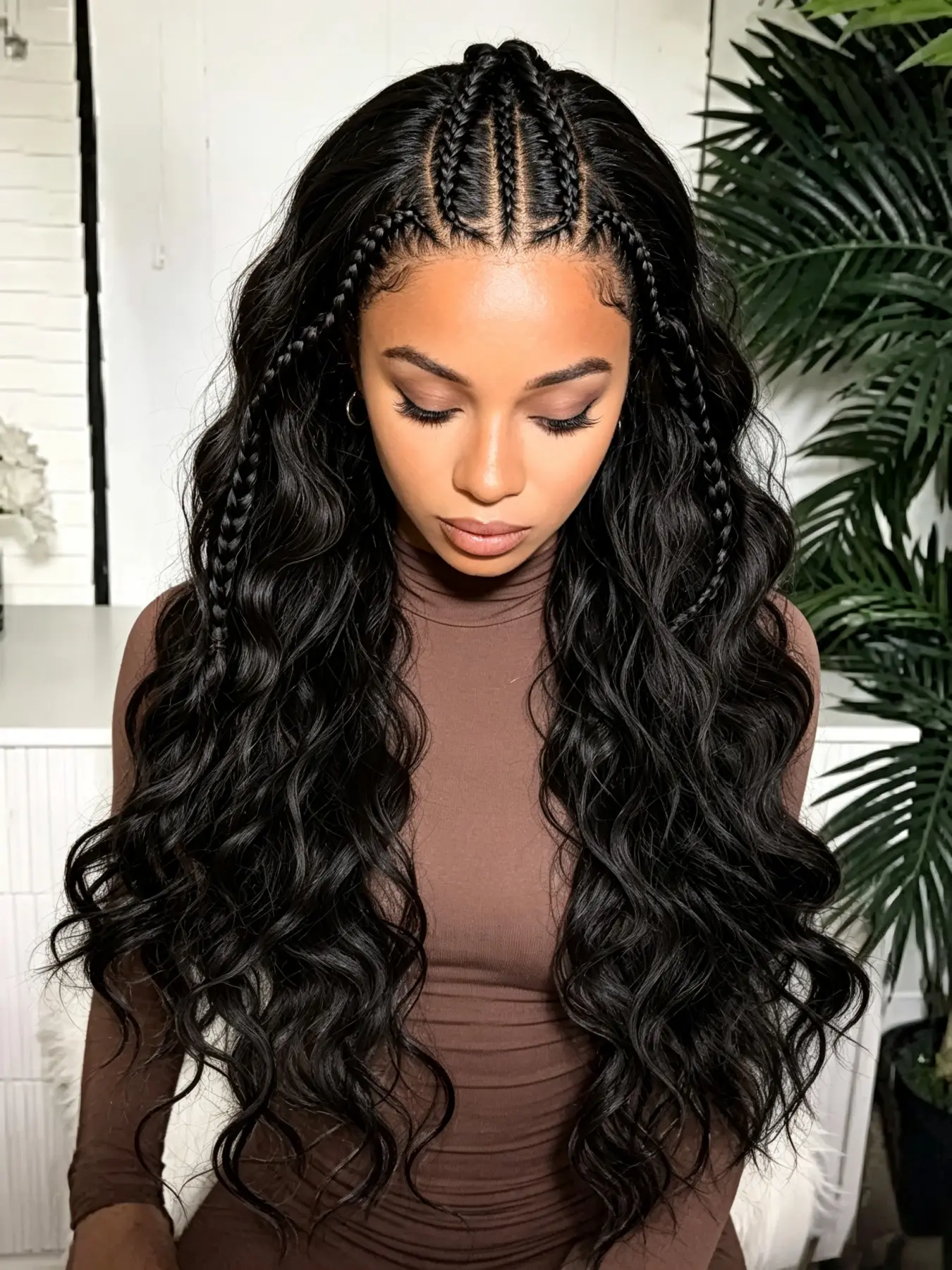 26 Inch Lace Front Cornrow Braided Body Wave for Women, Braided Wigs, Pre-Plucked Natural Hairline, Adjustable Cap, Stylish and Comfortable
