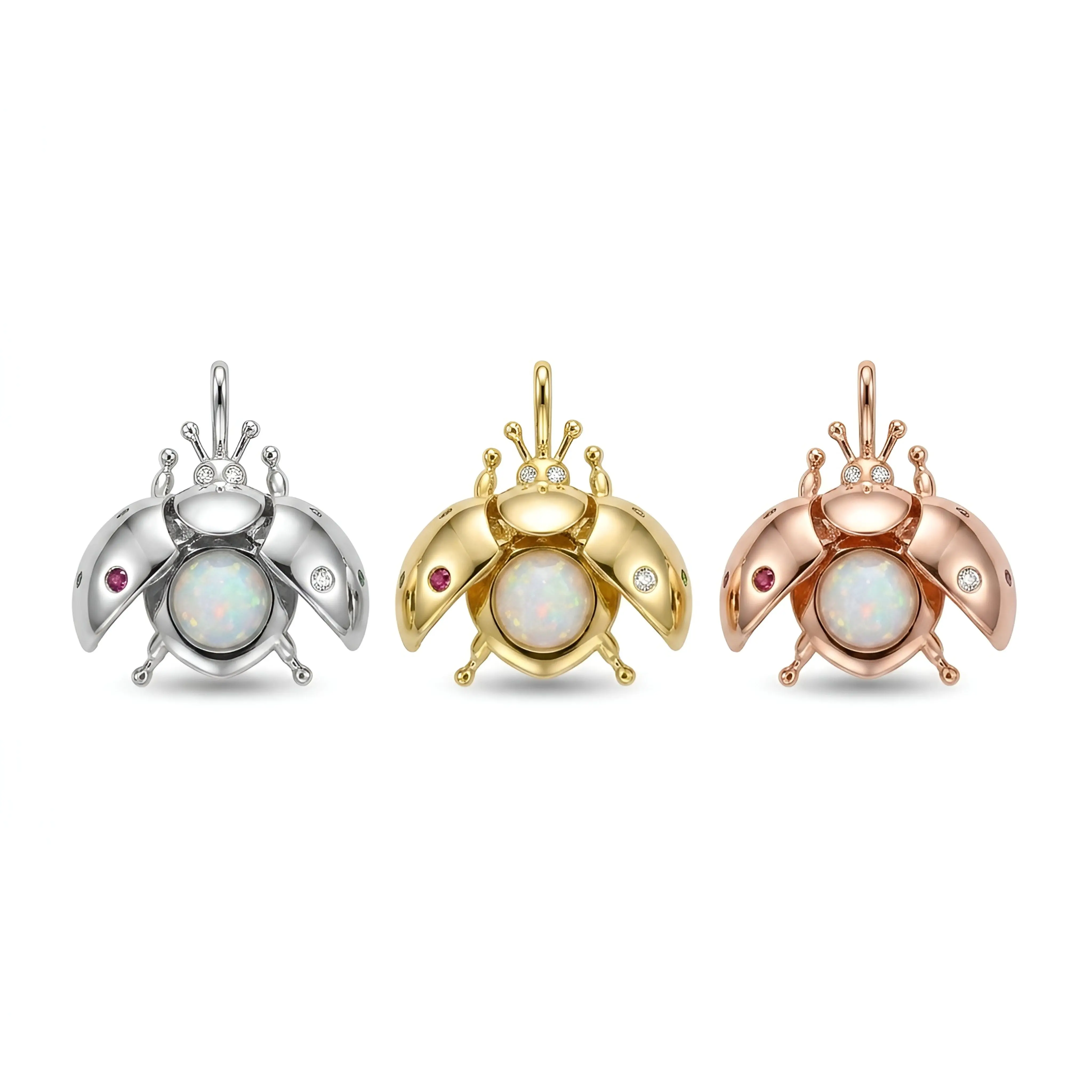 [ICE HUE] 18K Gold Vacuum Plated Copper 5A+ Sri Lanka A scarab with Spreadable Wings, Encased Within An Opal, Custom Picture Design, Personalized Jewelry, Streetwear Statement Jewelry, Necklaces for Women, Hip-Hop Look, Luxury Daily Wear Gift