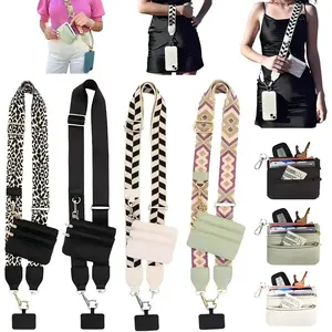 Adjustable Crossbody Phone Lanyard with Zippered Pouch - Clip and Go Strap for Phone and Wallet, Hands-Free Multifuctional Cell Phone Strap for Women/Men, Perfect for Travel, Running, Shopping