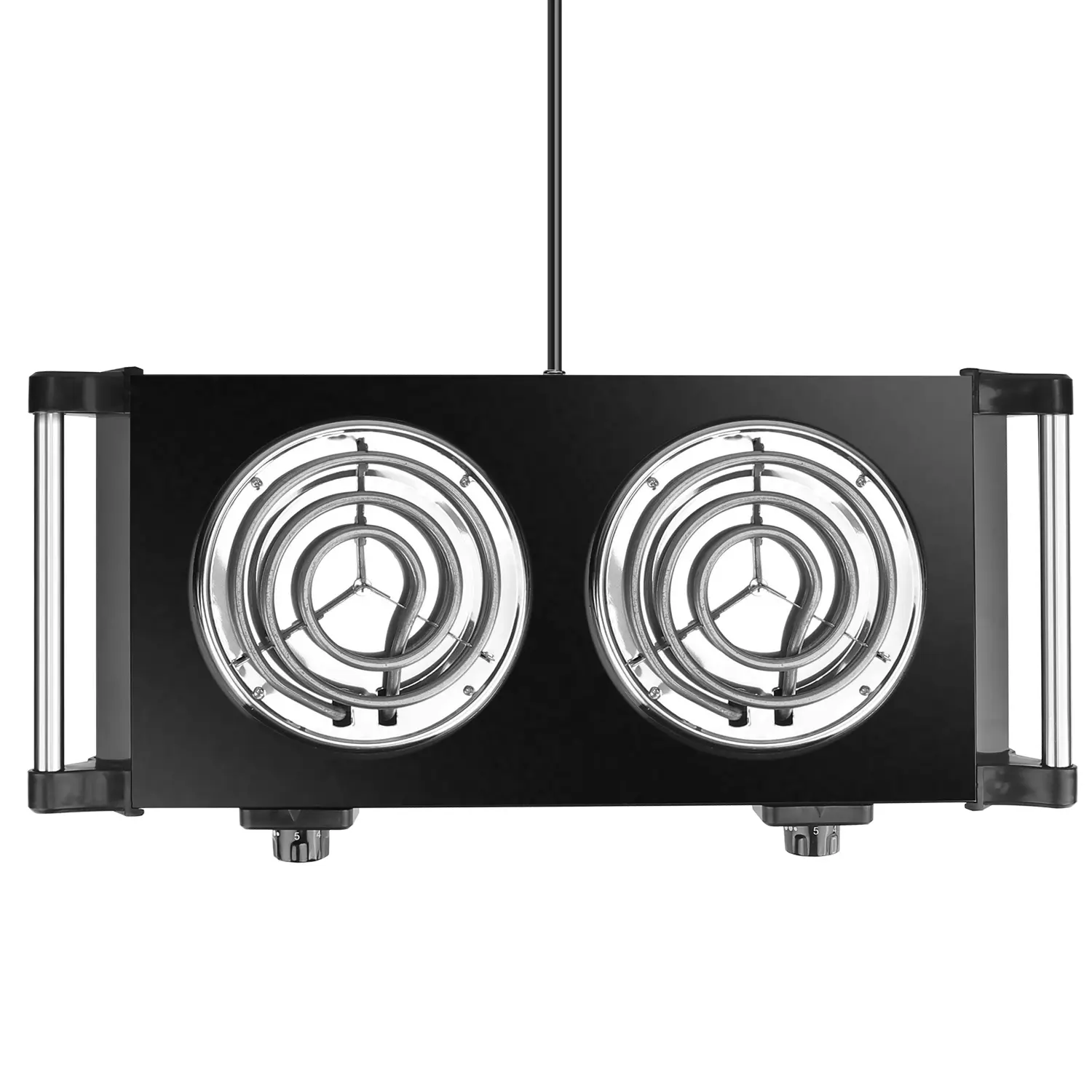 2000W Dual Coil Burners Portable Electric Hot Plate Stove with 5 Heat Control Settings, Countertop Design, Portable Handles for Camping RV Camp Kitchen, Travel Users