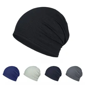 2 Pcs Breathable Cap Men Beanie Do-rag Lightweight Sweat Wicking Hat Head Wrap Under Helmet Liner for Motorcycle Running Bandana Cycling
