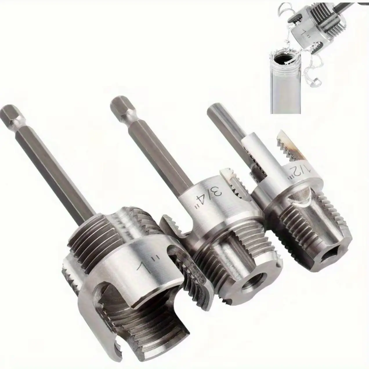 Heavy-Duty PVC Pipe Threading Tool Kit, 1/2", 3/4" & 1" Male and Female Threads, Compatible with PVC, PPR & MPP Pipes, Tool Set for DIY & Professional Plumbing, Pipe Threader Kit