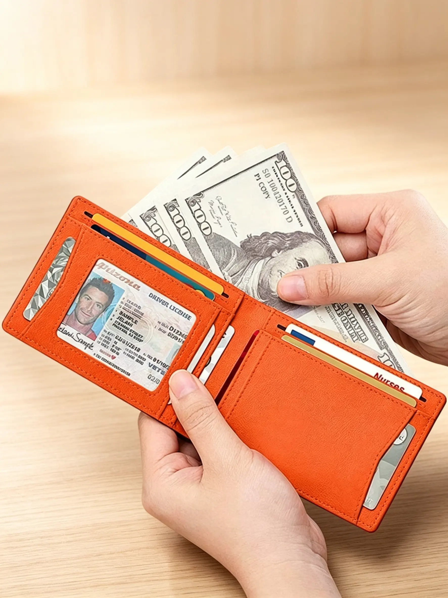 1PC Rfid Carbon Fiber Pattern Leather with  Airtag Bifold Wallets Cash Folder Purse Business Credit Card Holder for Air Tag Banknote Clip,ID Window,Black Minimalist Wallet for Women&Men,Daily Use,Gifts,Casual,Portable