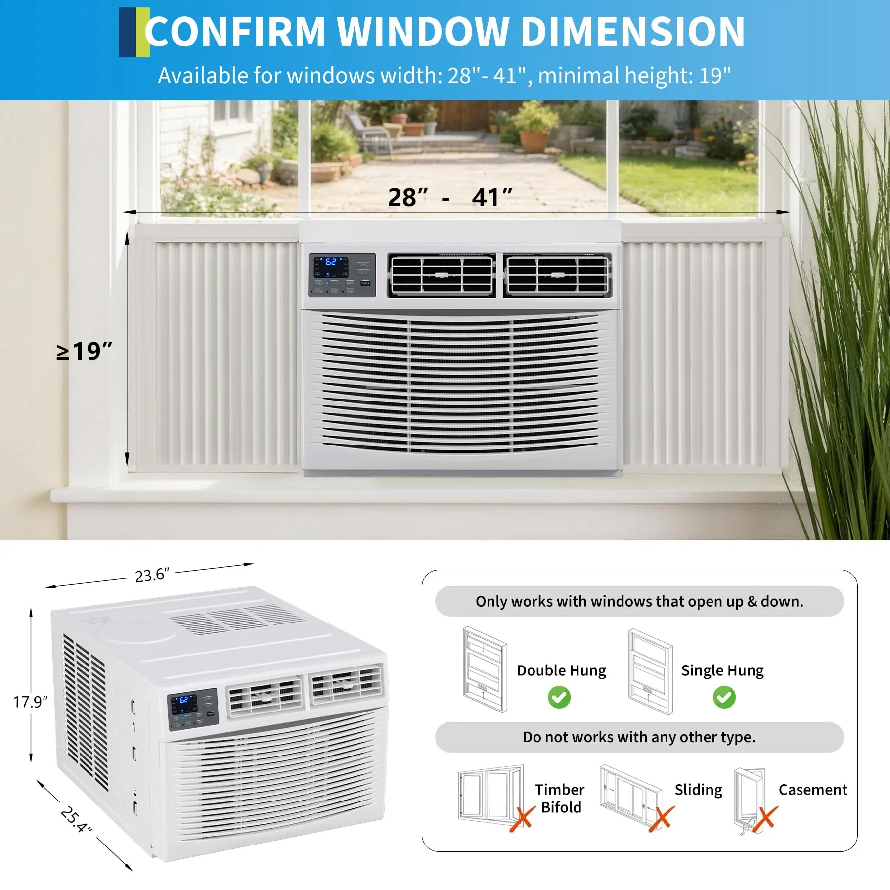 18000 BTU for cooling and heating-with WIFI and telecontrol-White