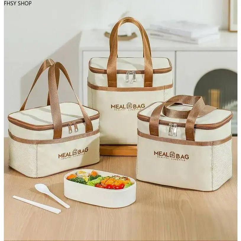 Solid Synthetic Lunch Bag, Large Multi-Function Tote-Style Thermal Cooler for Men & Women with Adjustable Strap for Work & Picnics, Food, Unisex, Lunch Box, Insulated Bags, Reusable Cooler Bag