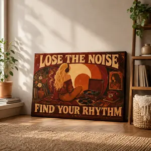 Retro "Lose the Noise" Music Lover Horizontal Canvas Wall Art,  Vibe Poster, Home Decor for Living Room Bedroom Music Corner, Available as Unframed Canvas Poster or Framed Canvas Wrap