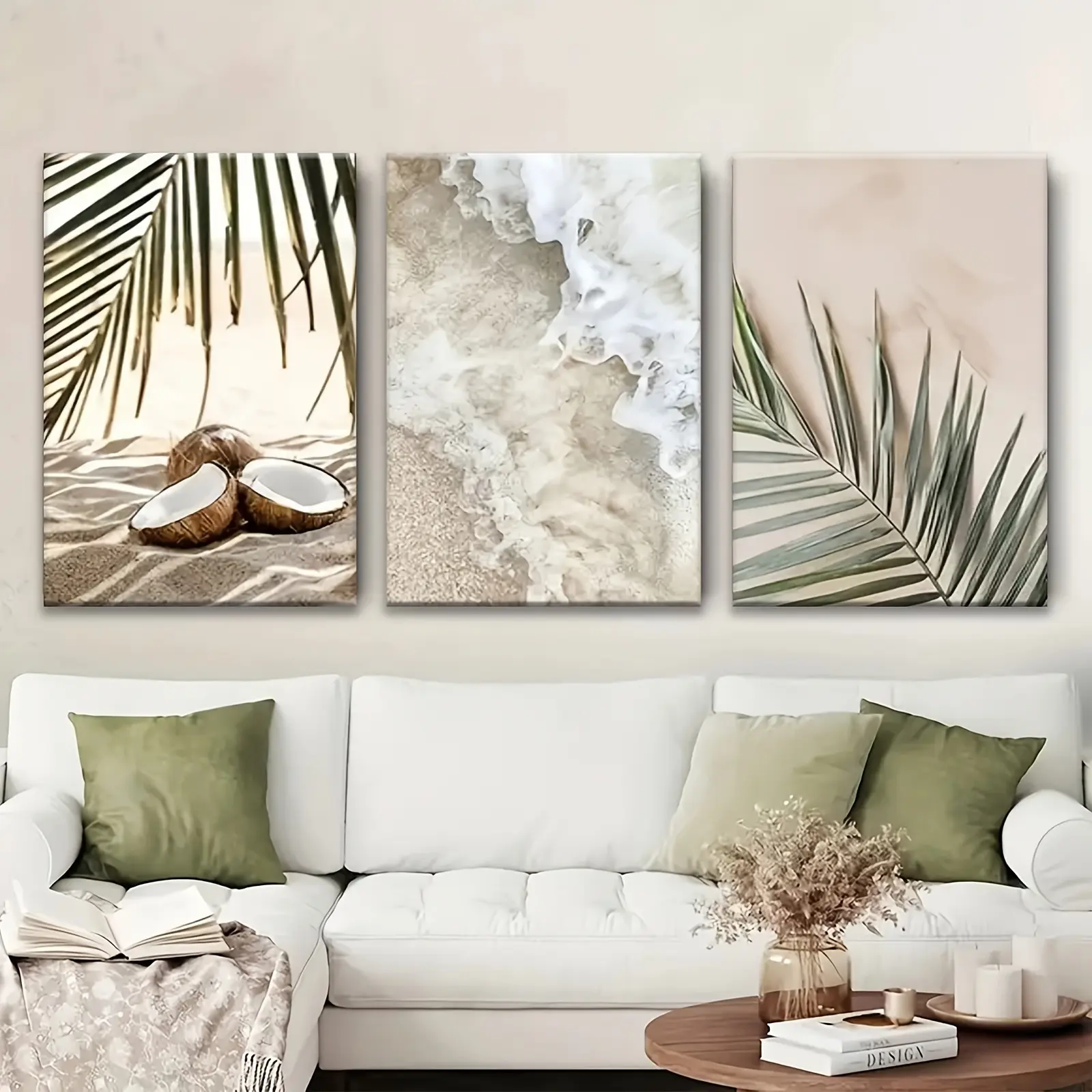 3-piece set of exquisite framed wooden art, summer seaside resort canvas poster set suitable for home art decoration, wall art, bedroom, living room, and wall decor, a perfect gift for Easter and Mother's Day