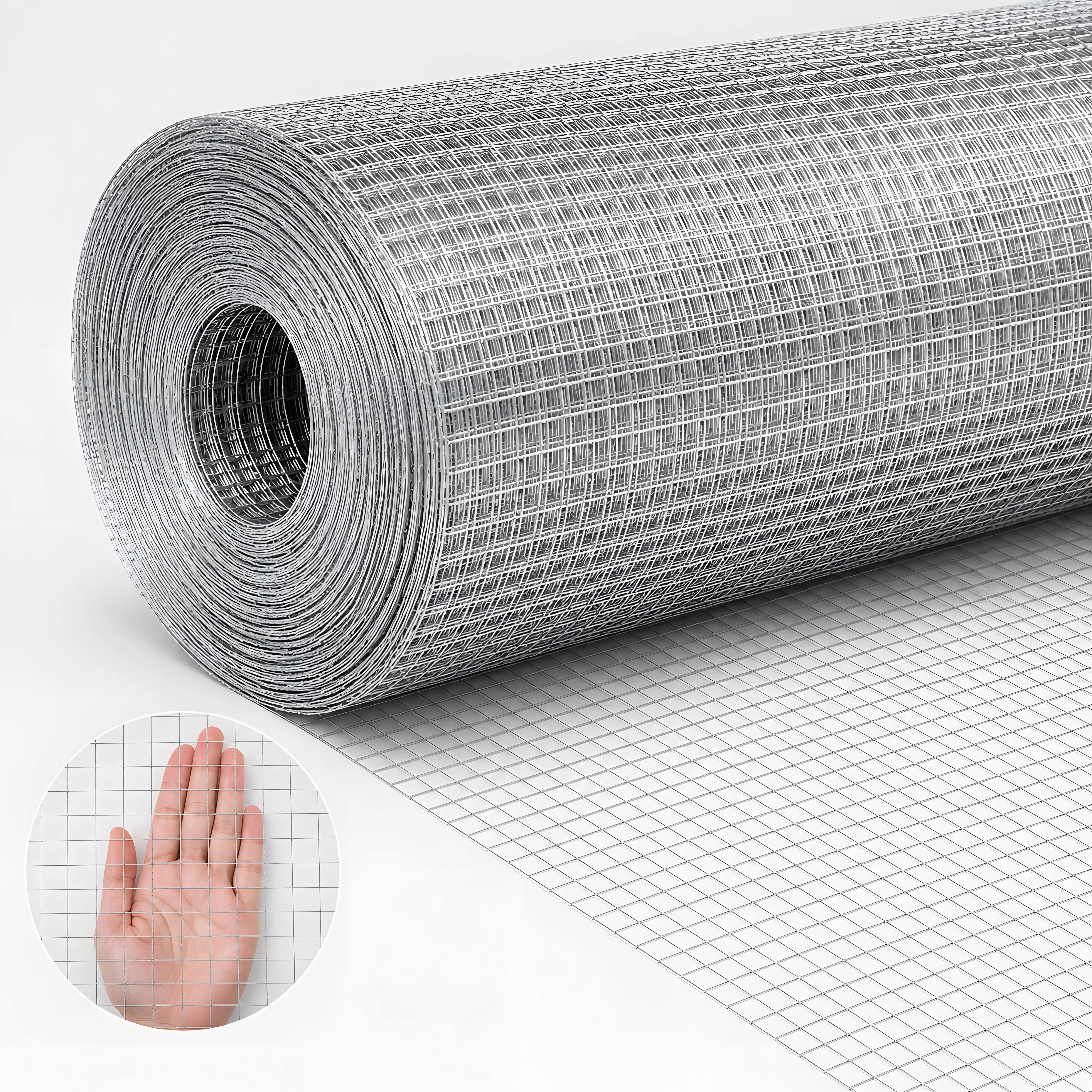 ARCH 36in x 50ft White Welded Wire Mesh Fence Roll 1/2in Hardware Cloth Iron Metal Netting for Chicken Coop Poultry Rabbit Garden Plant Fence Yard Backyard Animal Barrier Home Renovation, White Color Options, Iron Material, Product Dimensions: