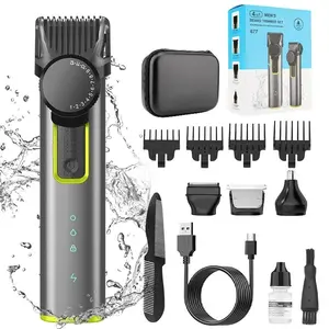 4-in-1 Mens Grooming Kit: 1-12mm Adjustable Electric Trimmer with Type-C Charging. FullyWashable & Travel-Ready Set with Precision Shaver, Nose Hair Trimmer, and Comb.