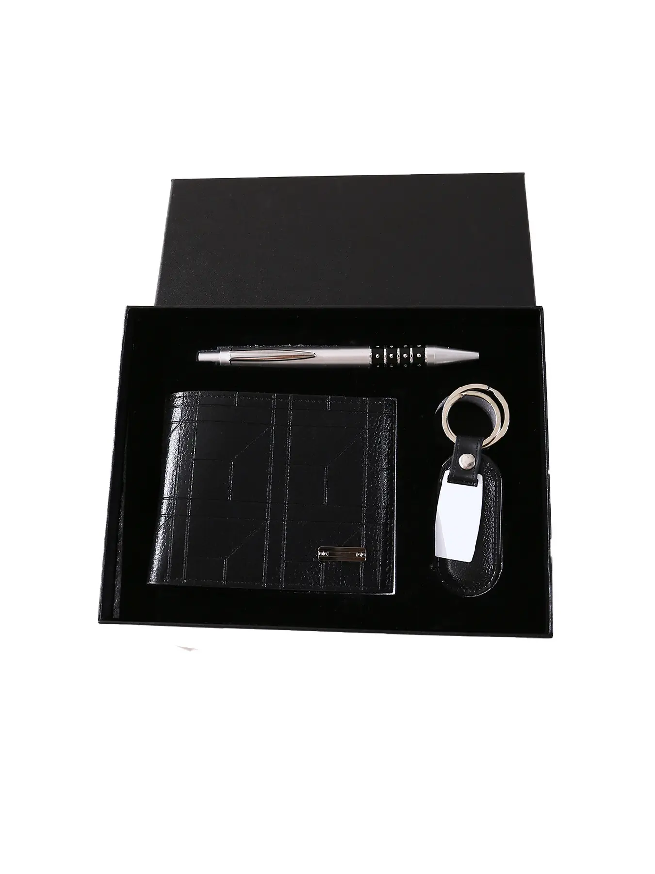 Premium Men Combo Gift Set Stylish Leather Wallet Refillable Pen Sturdy Keychain Perfect Daily Use Present For Son Brother Father In Law Business Wallet