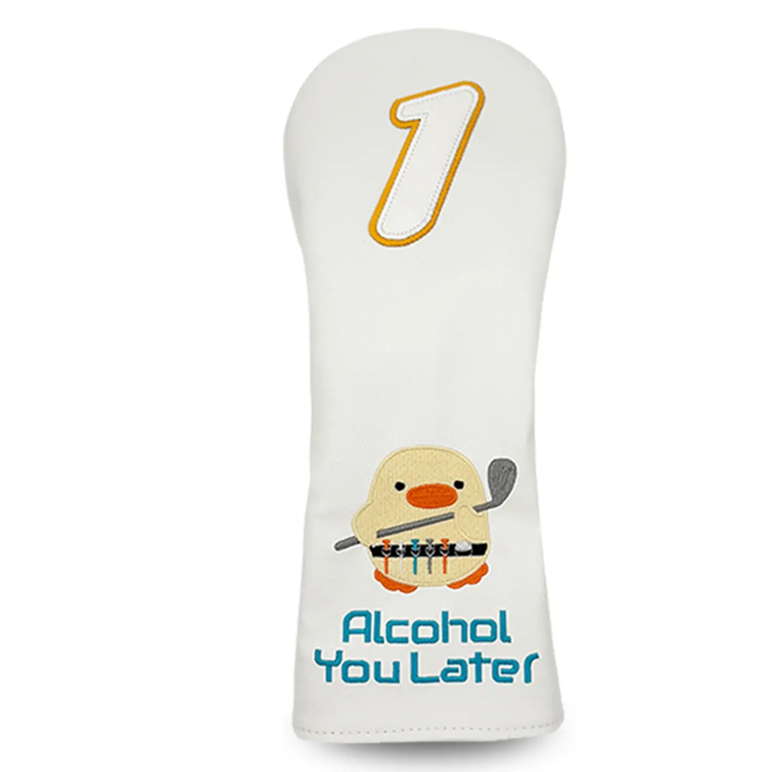 Cartoon Duck Embroidered Golf Club Head Protector, Fits Driver, Fairway Wood, Hybrid Clubs, Durable PU Material, Portable Outdoor Accessory