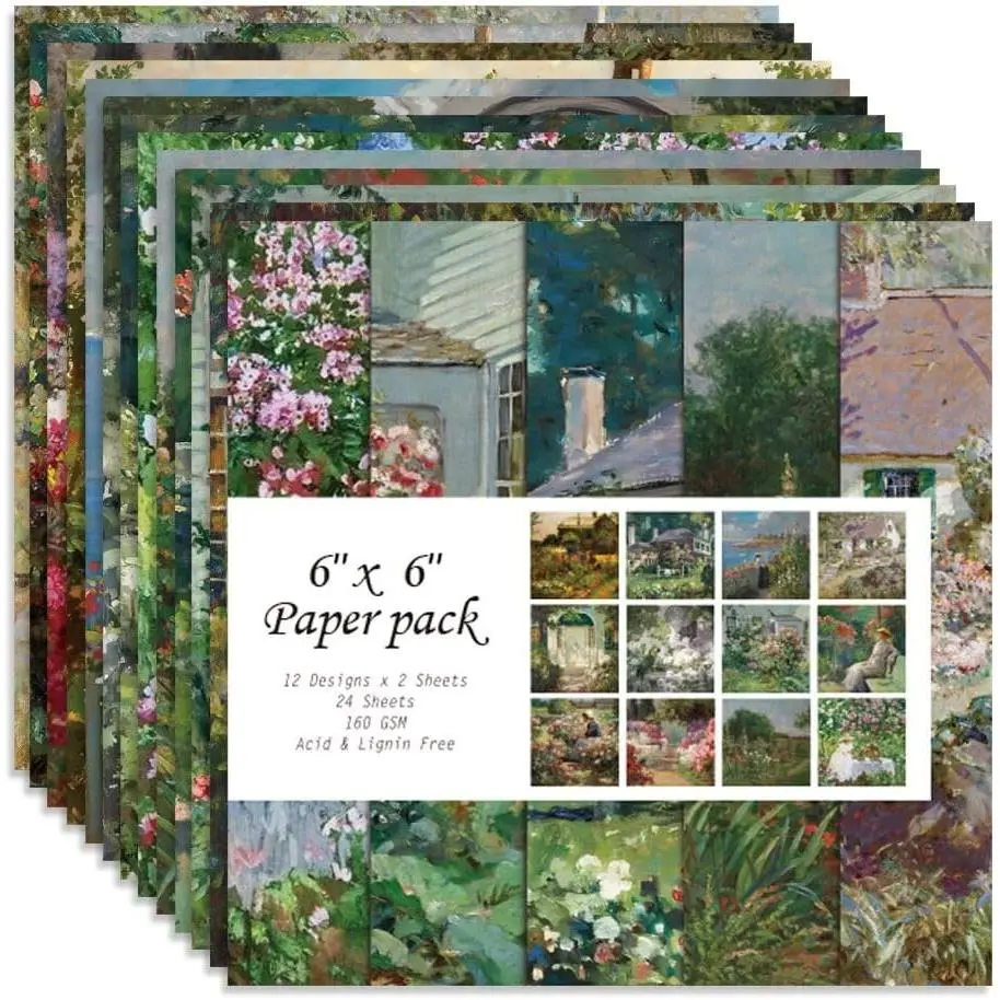 6x6” 160gsm cardstock Single Sided Scrapbooking 24 Papers Pad  decoupage scrapbook kit patterned paper junk journal supplies journaling  scrap paper crafting Courtyard