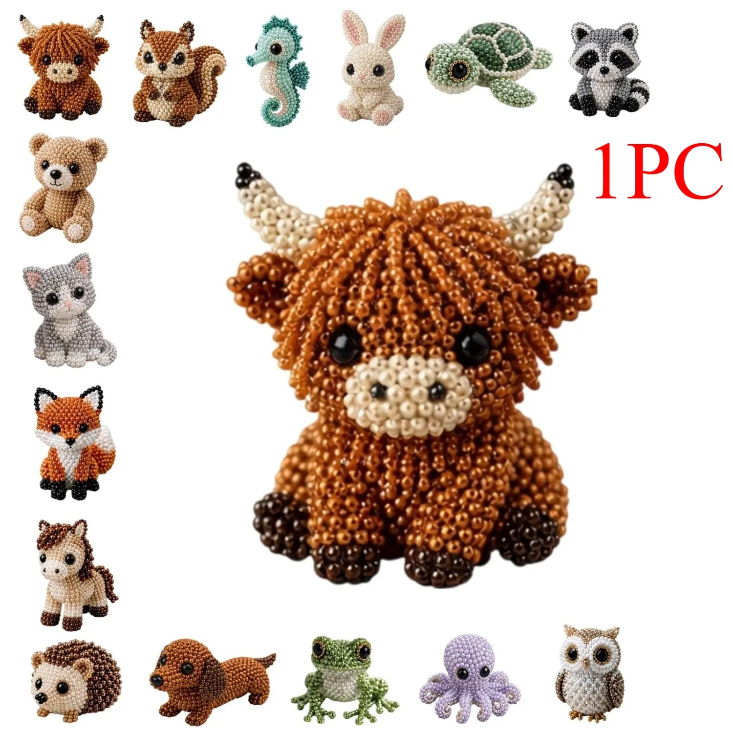 Animal Beading Kit — Cute 3D Animal Bead Craft Set, Includes Colorful Beads and Instructions — Handmade Jewelry & Art Craft Kit, Ideal for Creative Projects, Bead Mix, DIY Beads