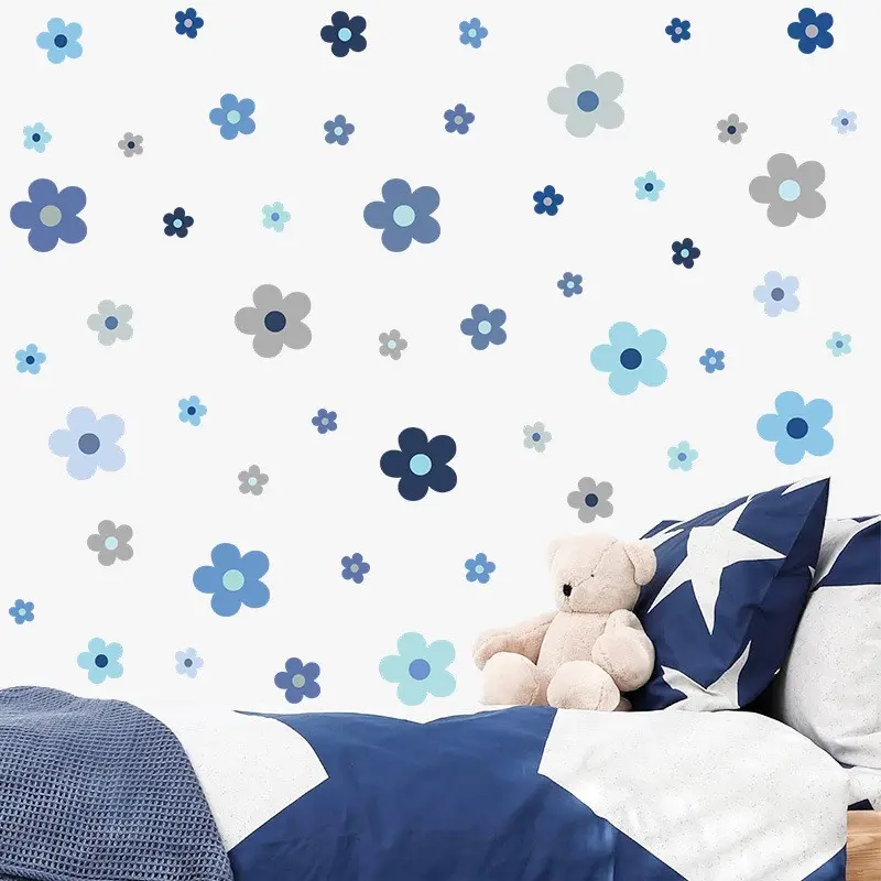 Boho Flowers Wall Stickers for Bedroom Art, Waterproof Decor for Playroom, Daycare, Nursery, Living Room, DIY Home Decoration