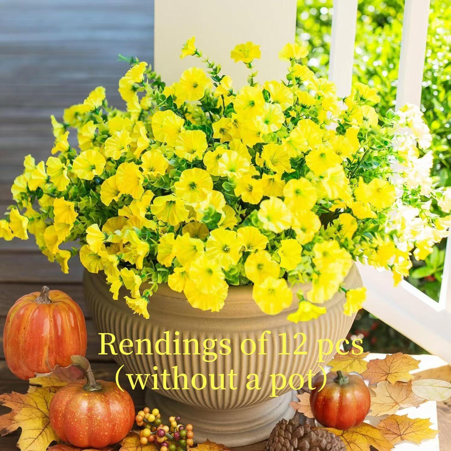 Artificial Flowers, Artificial Plants, 12pcs/set Simulated 7-Head Eucalyptus Morning Glory Faux Flowers, Fake Outdoor Flowers, Decorative Flowers for Home Garden Outdoor Decoration Artificial Flowers, Artificial Plants, 12pcs/set Simulated 7-Head Eucalyptus Morning Glory Faux Flowers, Fake Outdoor Flowers, Decorative Flowers for Home Garden Outdoor Decoration