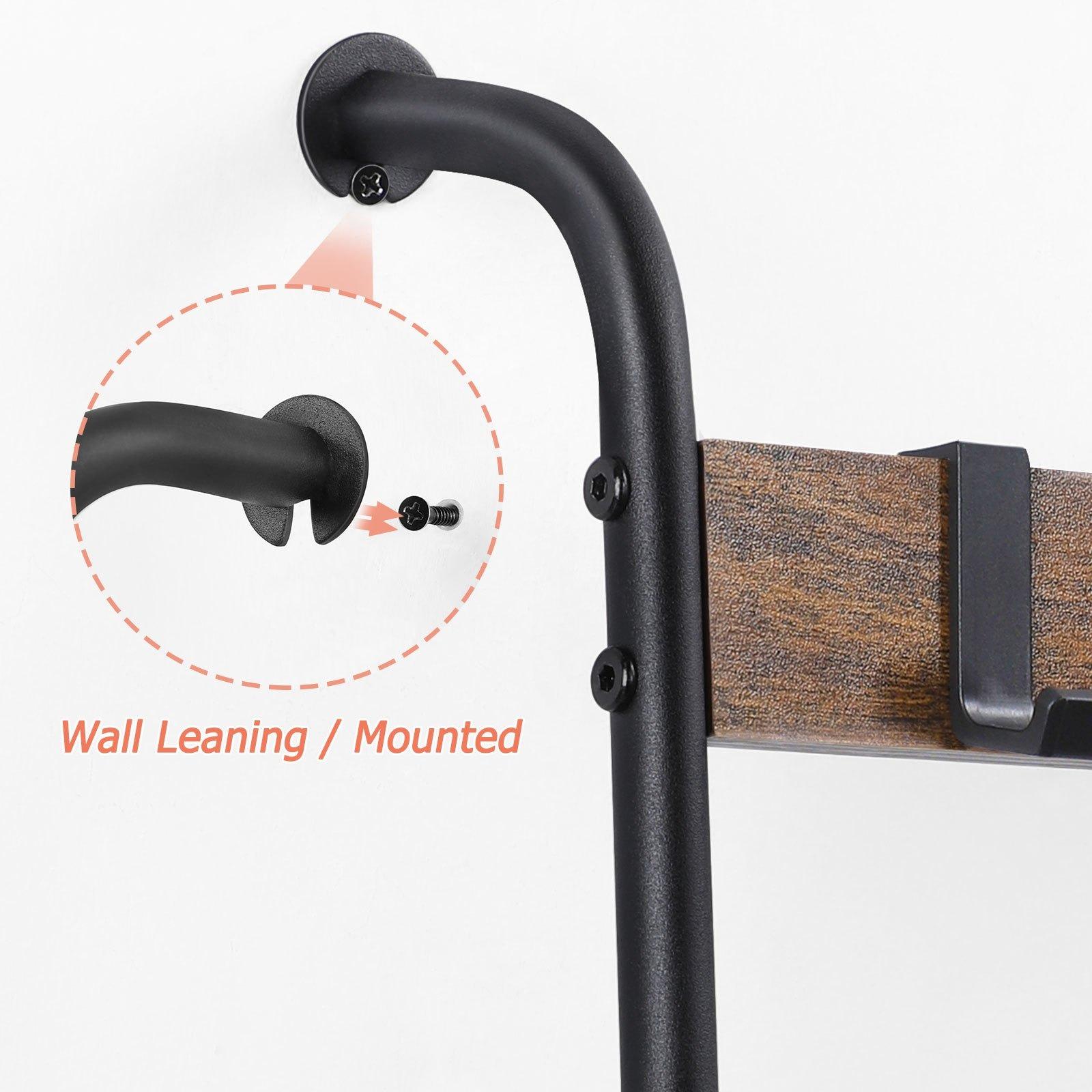 Wardrobe quilt holder, blanket ladder, 5-tier towel rack with 2 rows of detachable hooks, wall tapestry rack, practical shelves, bathroom towel rack, decorative display ladder rack, scarf, industrial, living room, bedroom, bathroom