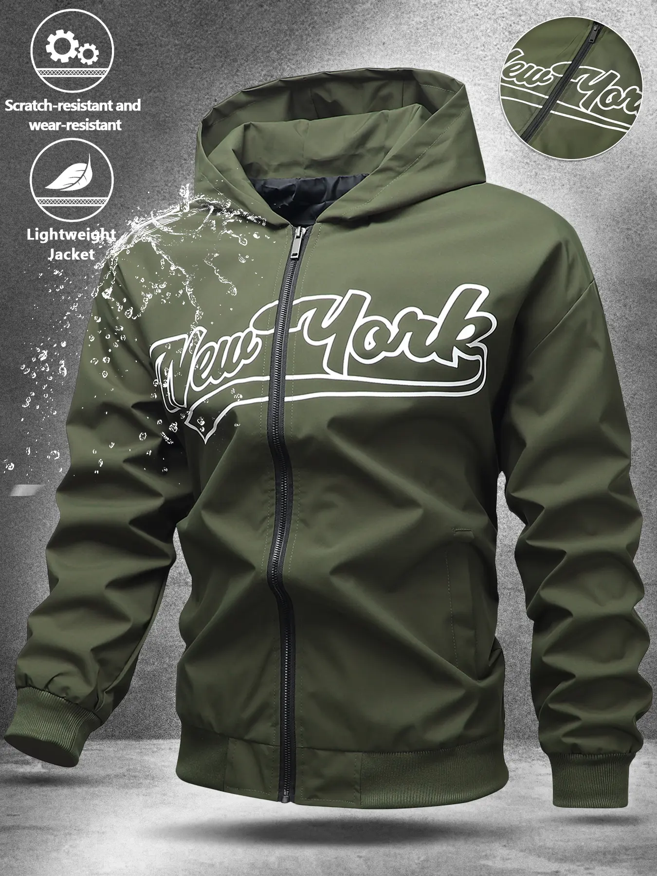 Men's Lightweight Hooded Windbreaker, Trendy Letter Print Casual Jacket, Ideal for Outdoor Activities, Hike Cycling Daily Commute