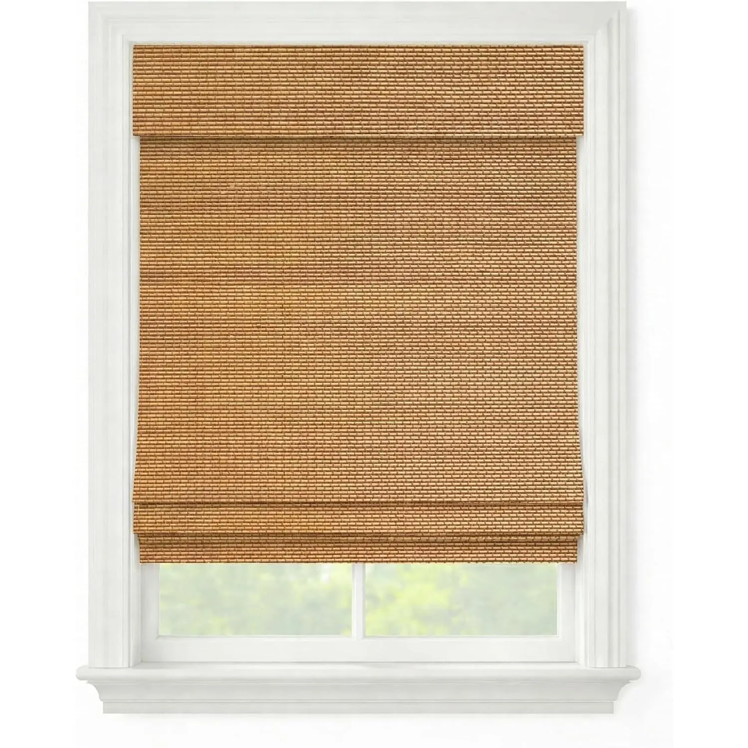 Cordless Woven Wood Roman Shades, Bamboo Shades Sizes 20 to 72 Wide and 24 to 72 High, Bamboo Mesh Natural