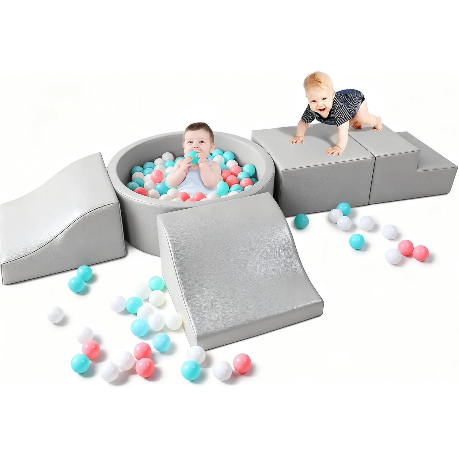 Foam Climbing Blocks  Toddler: with 4-Piece PU Leather Climbing Toys and a Ball Pit - Foam Ball Pit  Toddlers - Climbing Toys Indoor  Kids Crawling