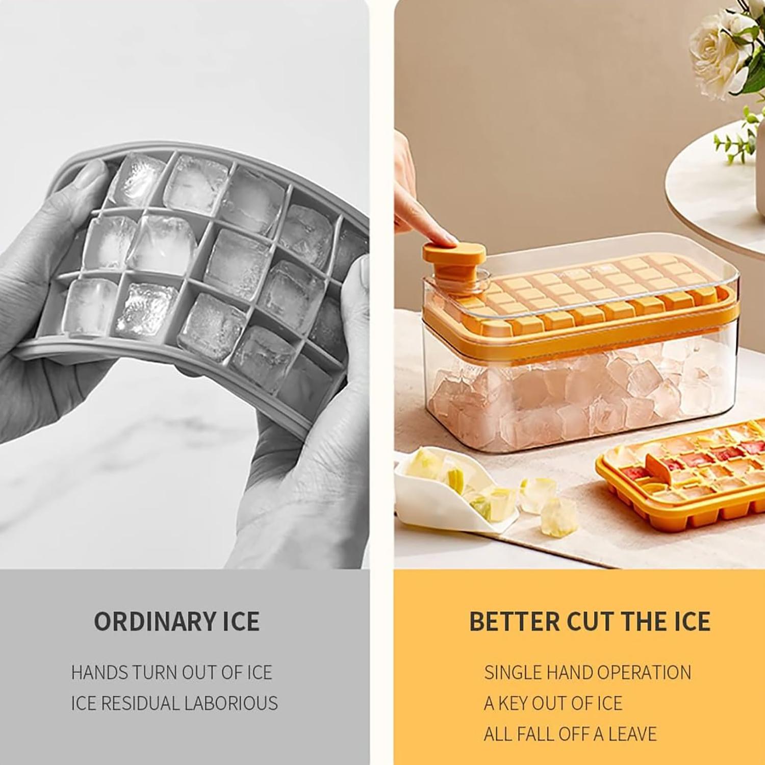 Household double-layer ice cube tray, ice cube mold, easy to demold, large-capacity ice cube storage box, Ice Molds