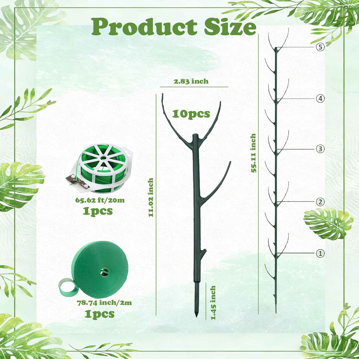 Stackable Monstera Moss Pole - 10 count Coir  Support Stakes for Indoor , Bendable Totem Pole for Climbing Vines,   | Durable Indoor  Stakes (10 Pack)