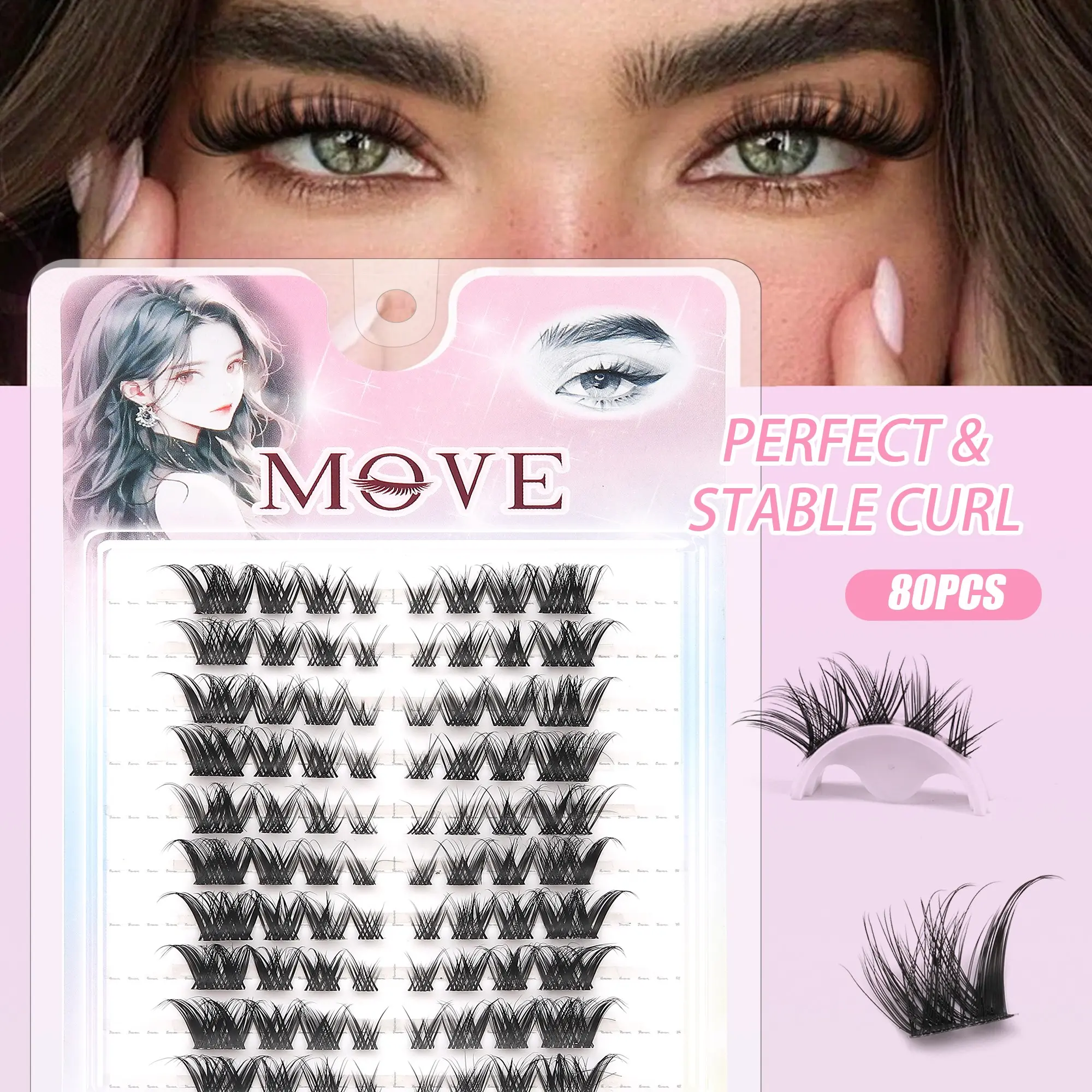 80 Pairs Korean False Lashes, Natural Cluster Design, Lightweight Soft Fiber, Enhances Eyes Naturally, Ideal for Daily Makeup, Commute, Dates