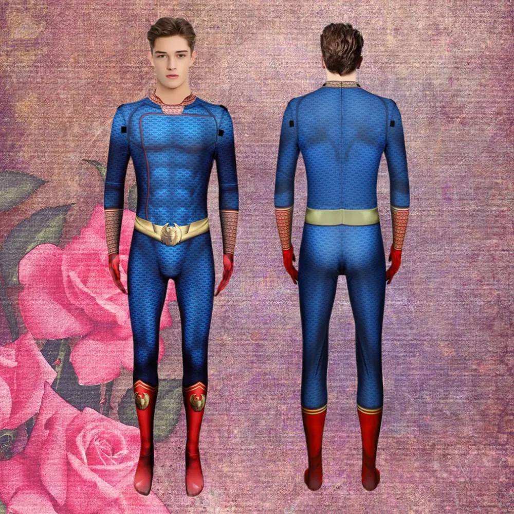 The Boys Homelander Cosplay Outfit Villain Halloween Stage Suit Cape Tight Fitting Jumpsuit