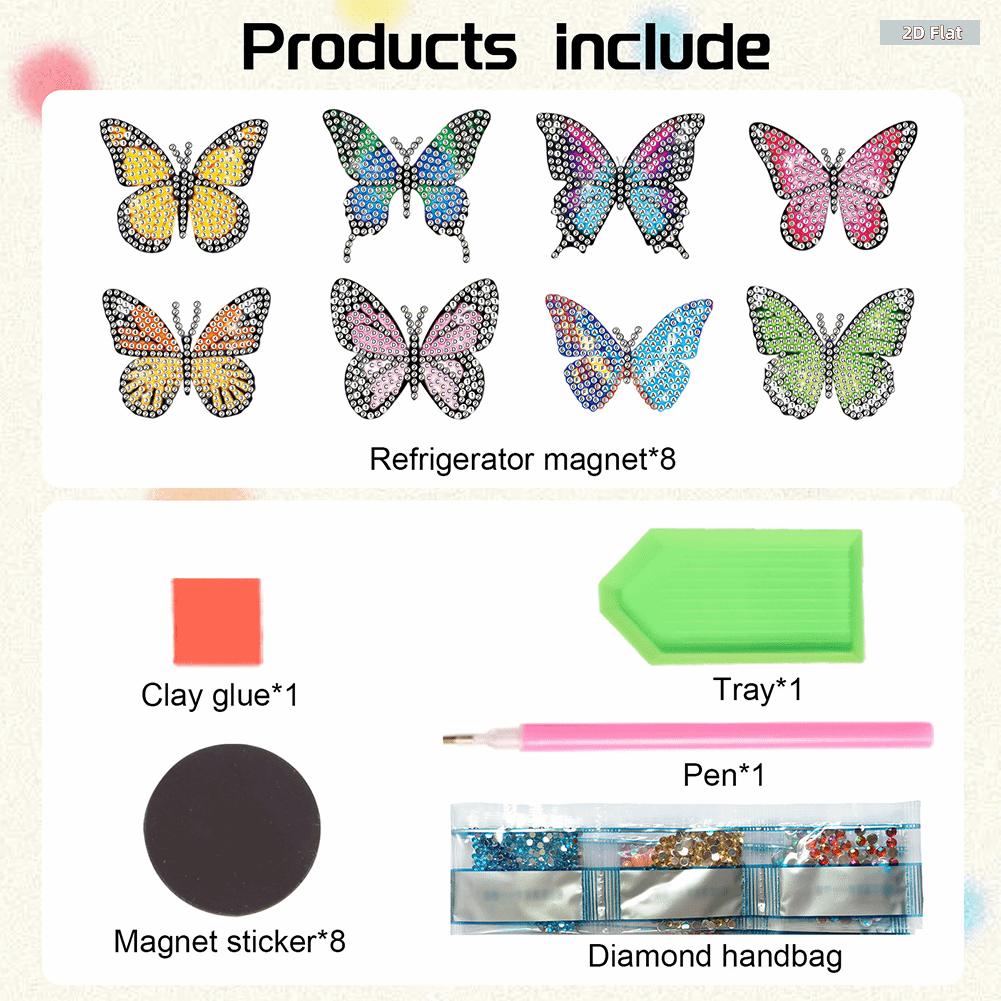 2D FLAT6Pcs 2D/Flat DIY Diamond Art Refrigerator Magnet Diamond Painting Fridge Magnets Crystal Sparkling Diamond Magnets Set for Refrigerator Mailbox Diamonds Painting Kits Includes All the Materials, Offering a Relaxing and Enjoyable Crafting Experience