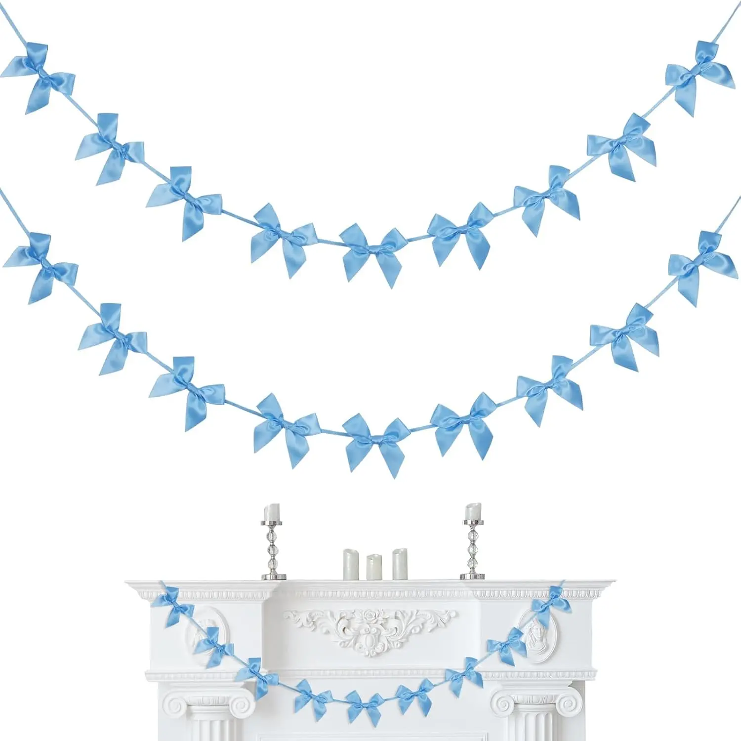 2 Pack  Bow Garland Banner Pre-Strung,  Birthday Decorations Satin Ribbon  Shower Bridal Party Bachelorette Decor Supplies