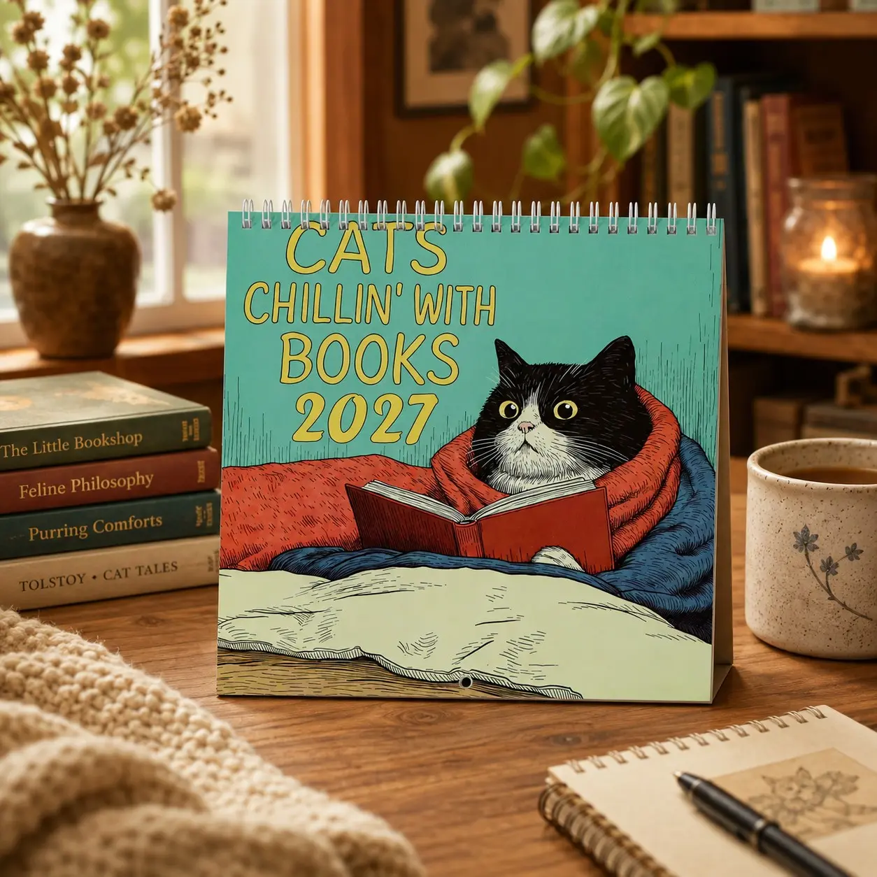 2027 Cute Cat Wall Calendar, Humorous Kitty Design, Monthly Planner for Adults, Home Decor, Perfect Gift for Holidays