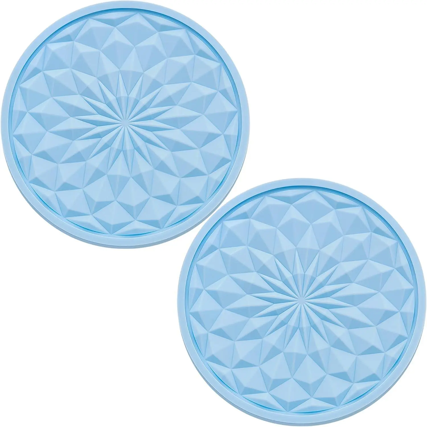 2-Pack Synthetic Car Cup Holder Coasters, 2.75 in Non-Slip Easy Clean Spill Proof Drink Mats, Cute Functional Auto Interior Accessories (Light Blue)