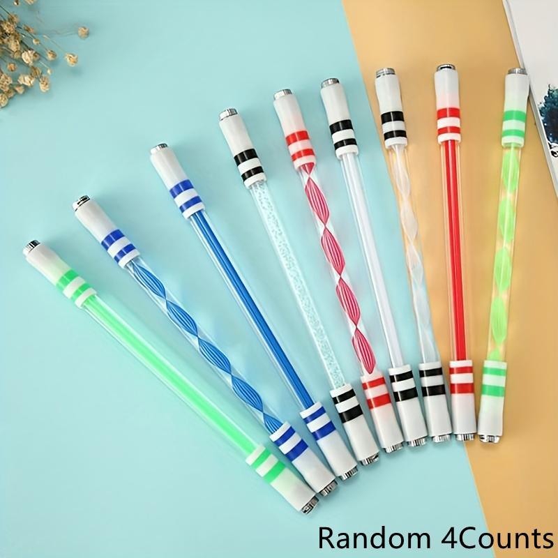 Creative 0.5mm Spinning Pen, 4pcs Stress Relief Rotating Gel Pen, Stylish Dual Use Gel Pen, Smooth Writing Pen for Student, Stationery Supplies, Valentine's Day Gift