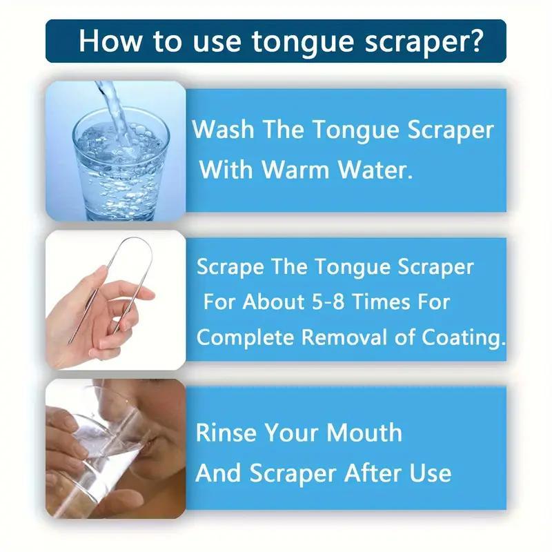 Stainless Steel Tongue Cleaner, 3 Counts Portable Tongue Scraper, Oral Care Tool for Adults, Travel Essentials, Nasal & Oral Care Product