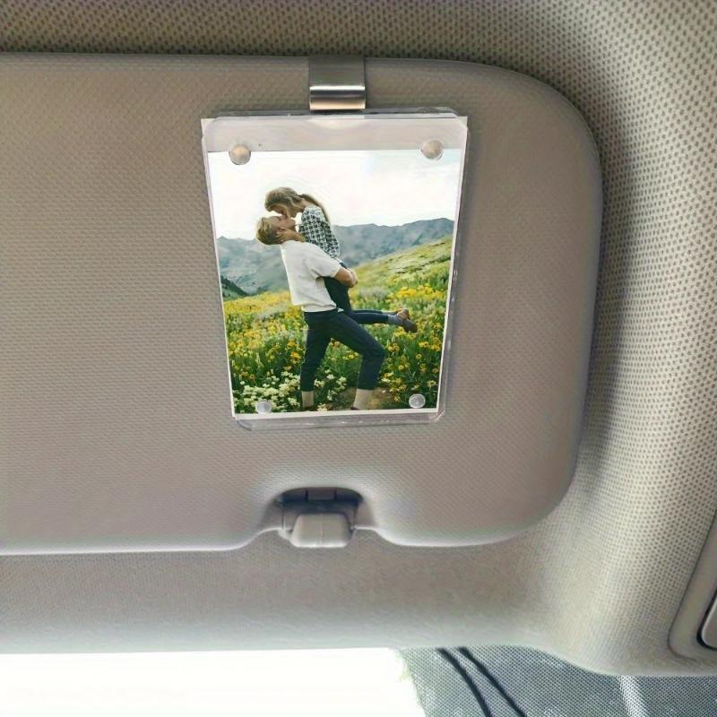 Universal Vertical Car Sunshade Photo Frame Clip & Magnetic Polaroid Visor Holder - 5x7 Acrylic/PVC Display Decor Accessories
